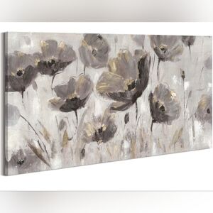 NIB. Floral Wall Art Canvas Painting: Abstract With Accent Texture Gold Foil
